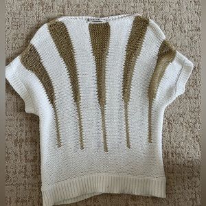 Trina Turk Pullover White Metallic gold top S